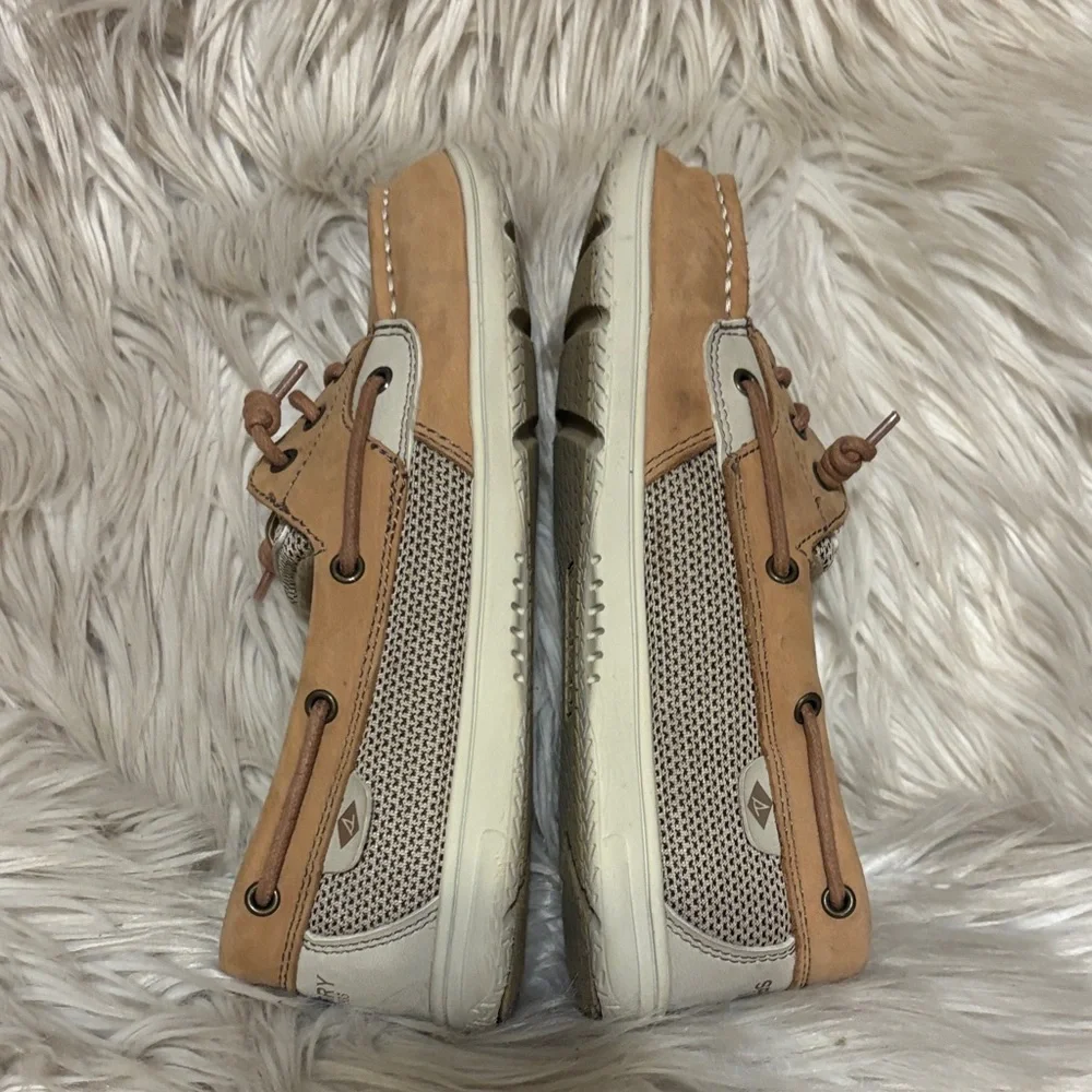 Sperry Kids Tan and Light Gray Boat Moccasins